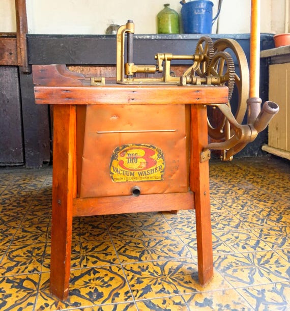 Early 1900's Antique Barlow & Selig 'Big 3' Copper Tub Vacuum Washing Machine