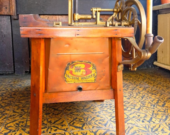 Early 1900's Antique Barlow & Selig 'Big 3' Copper Tub Vacuum Washing Machine