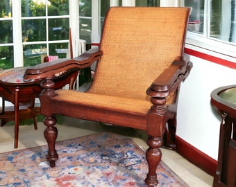 1990s Milling Road Baker Furniture Mahogany & Rattan Planter's/Plantation Chair