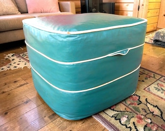1940's Chaff Filled Vinyl Ottoman