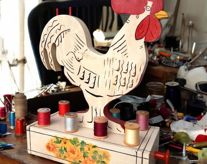 1940's Vintage Rooster Sewing Stand Thread Holder