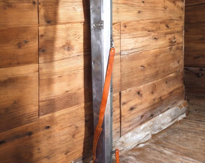 Very Large Stainless Steel Carrier w/ Leather Shoulder Strap - A Mystery!