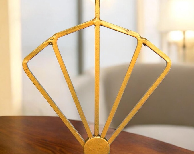 Early 1900's Art Deco Fan Shape Gilded Iron Candlestick