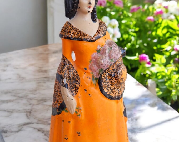 Early 20th Century National Foundry Antique Cast Iron Hand Painted Door Stop