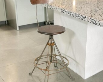 1960's Mid Century Industrial Bar Height stool