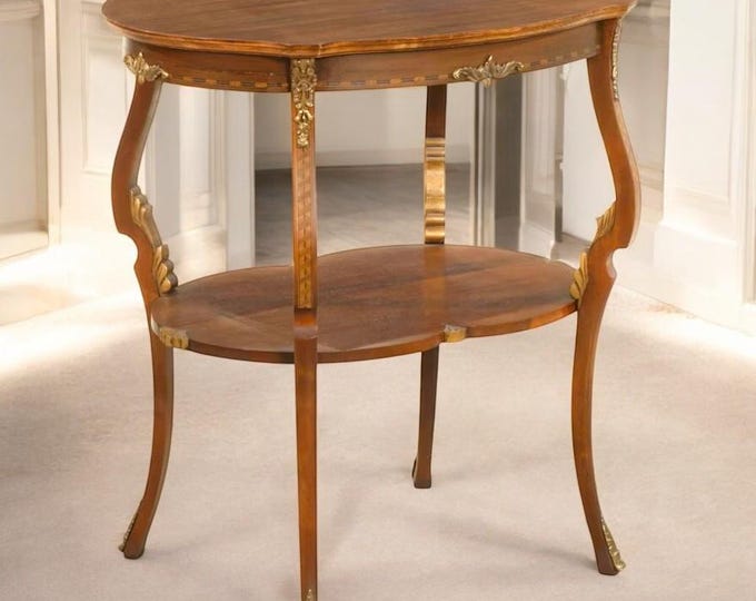 Louis XV Style Mahogany Two-Tier Center Table, Early to Mid-20th Century