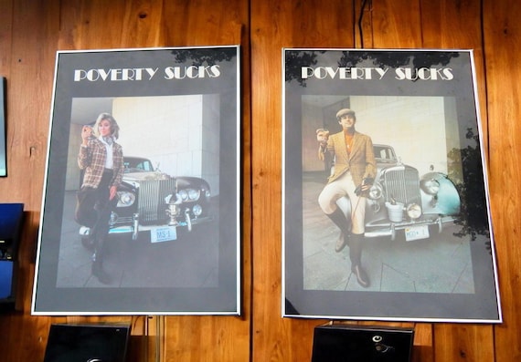 Set of c. 1990 Jerry Mesmer Framed 'Poverty Sucks' Posters
