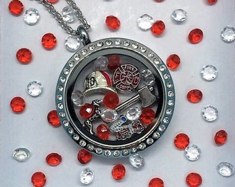 Firefighter Locket-Creatively Crafted Floating Lockets-The Copper Closet