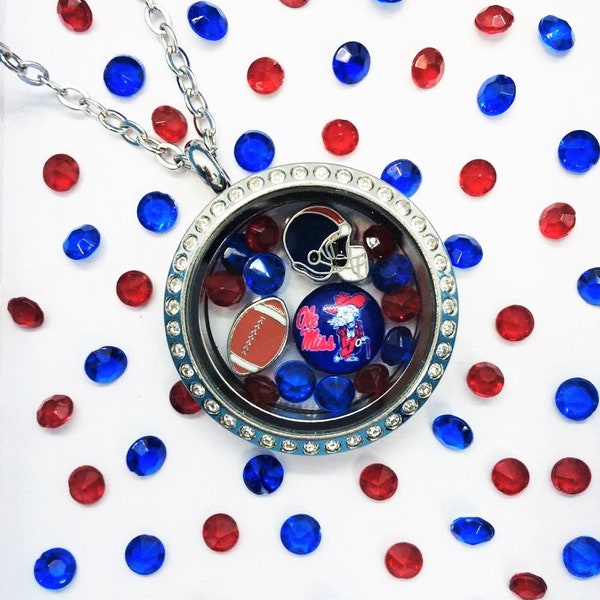 University of Mississippi Football Locket-Creatively Crafted Floating Lockets-The Copper Closet