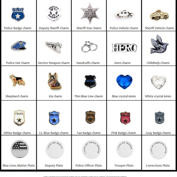 Law Enforcement individual floating locket charms-Creatively Crafted Floating Lockets-The Copper Closet