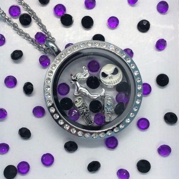 Disney Inspired Nightmare Before Christmas Locket creatively Crafted Floating Lockets the Copper Closet Etsy