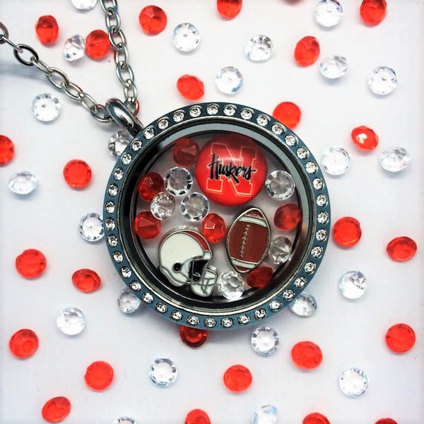 University of Nebraska Huskers Football Locket-Creatively Crafted Floating Lockets-The Copper Closet