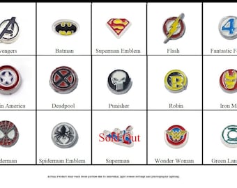 Super Hero themed individual floating locket charms-Creatively Crafted Floating Lockets-The Copper Closet