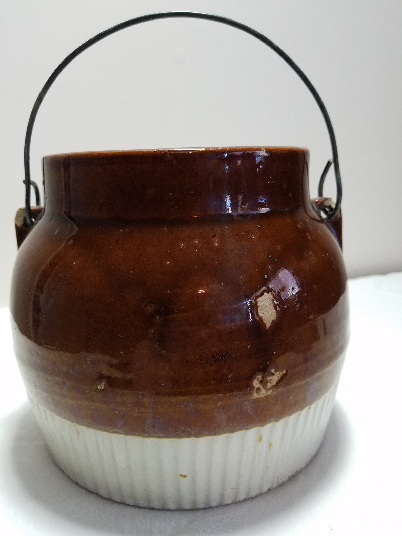 Antique Pottery Bean Pot With Lid Etsy