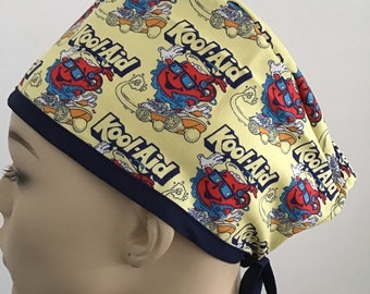 UNISEX SCRUB CAP featuring kool-aid guy on a skateboard, vintage appeal, limited & custom handmade