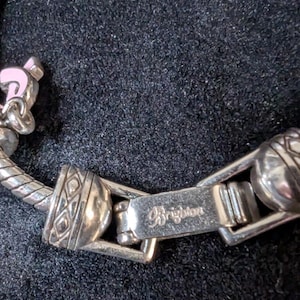 Brighton LOVE Charm Bracelet Silver Crystal Heart Awareness Snake Chain image 4