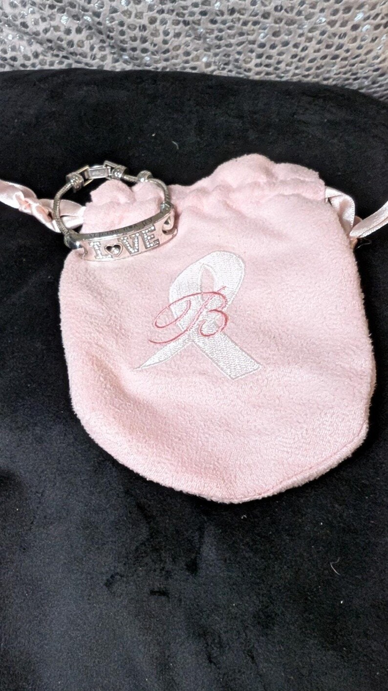 Brighton LOVE Charm Bracelet Silver Crystal Heart Awareness Snake Chain image 6