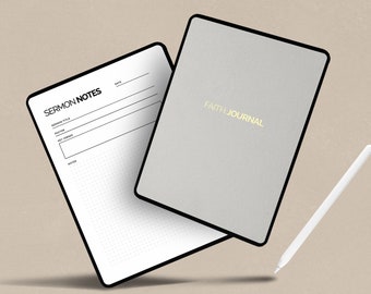 Minimalistyczny cyfrowy dziennik wiary - Hiperłączone zakładki - Notatnik chrześcijański GoodNotes - Codzienne nabożeństwo - Notatki z kazań