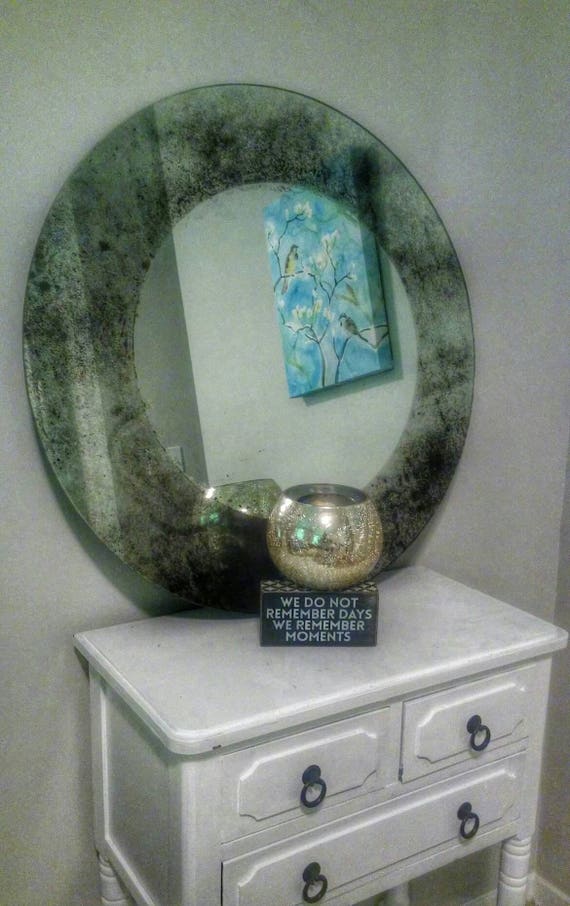 Circle Antique Mirror Art Deco Mirror Distress Mirror Etsy