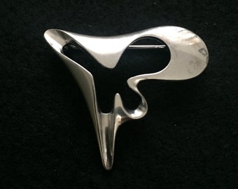 Georg Jensen Brooch by Henning Koppel With Black Enamel, No