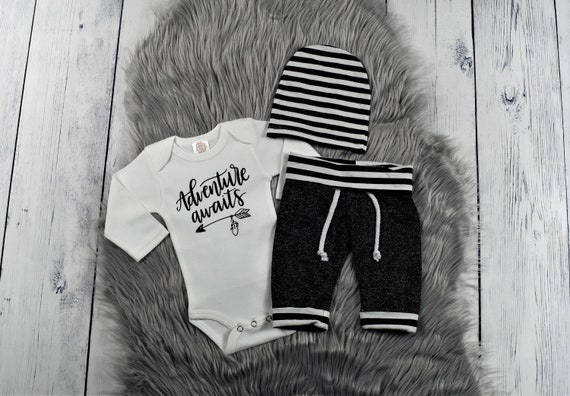 adventure awaits baby boy outfit adventure theme gift for etsy
