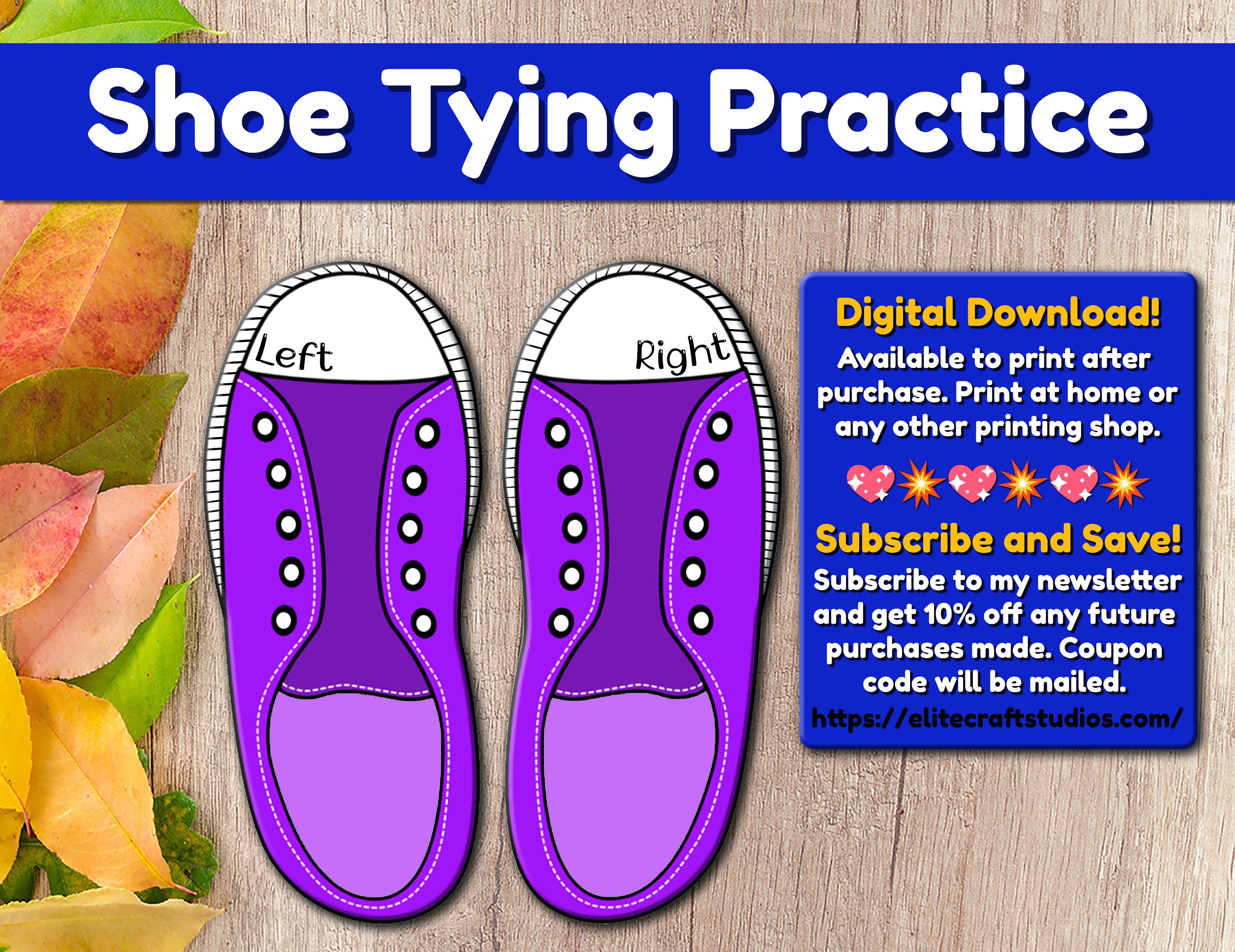 Shoe Tying Practice Printable Shoe Lacing Cards, Life Skill for Kids ...