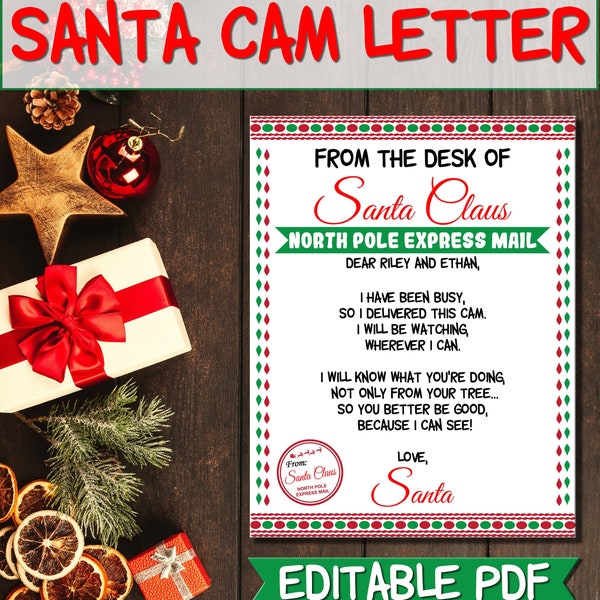 Santa Cam Letter – Printable & Editable Santa Claus Letter    from the Desk of Santa… Delivered by the North Pole Express Mail