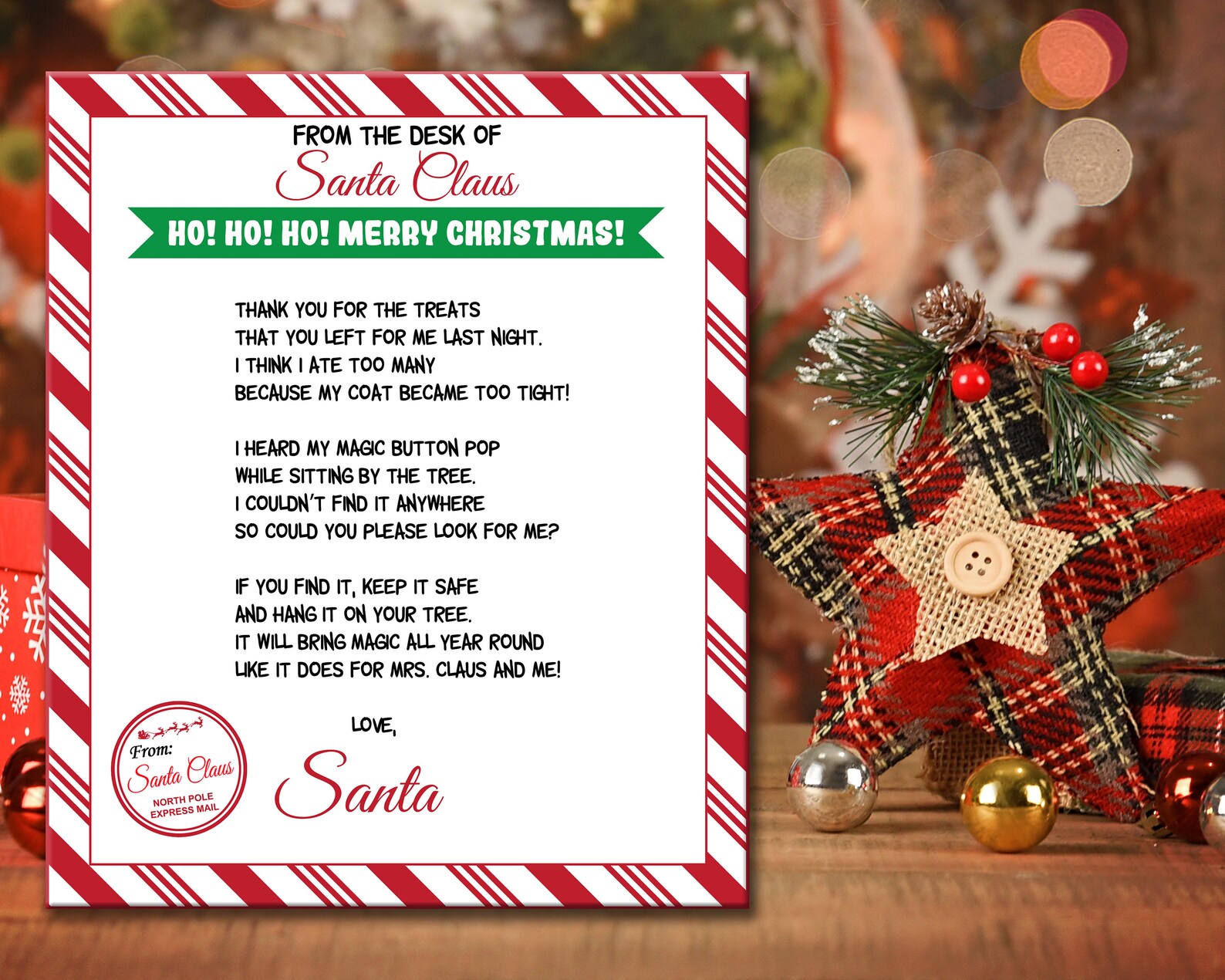 Printable Santa #39 s Lost Button Poem Card/letter Editable Santa #39 s Printable Santa #39 s Lost Button Poem Card/letter Editable Santa #39 s