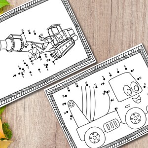 Dot to Dot Activity Coloring Book for Toddlers Construction Connect the Dots Worksheet Pages for Kids image 5