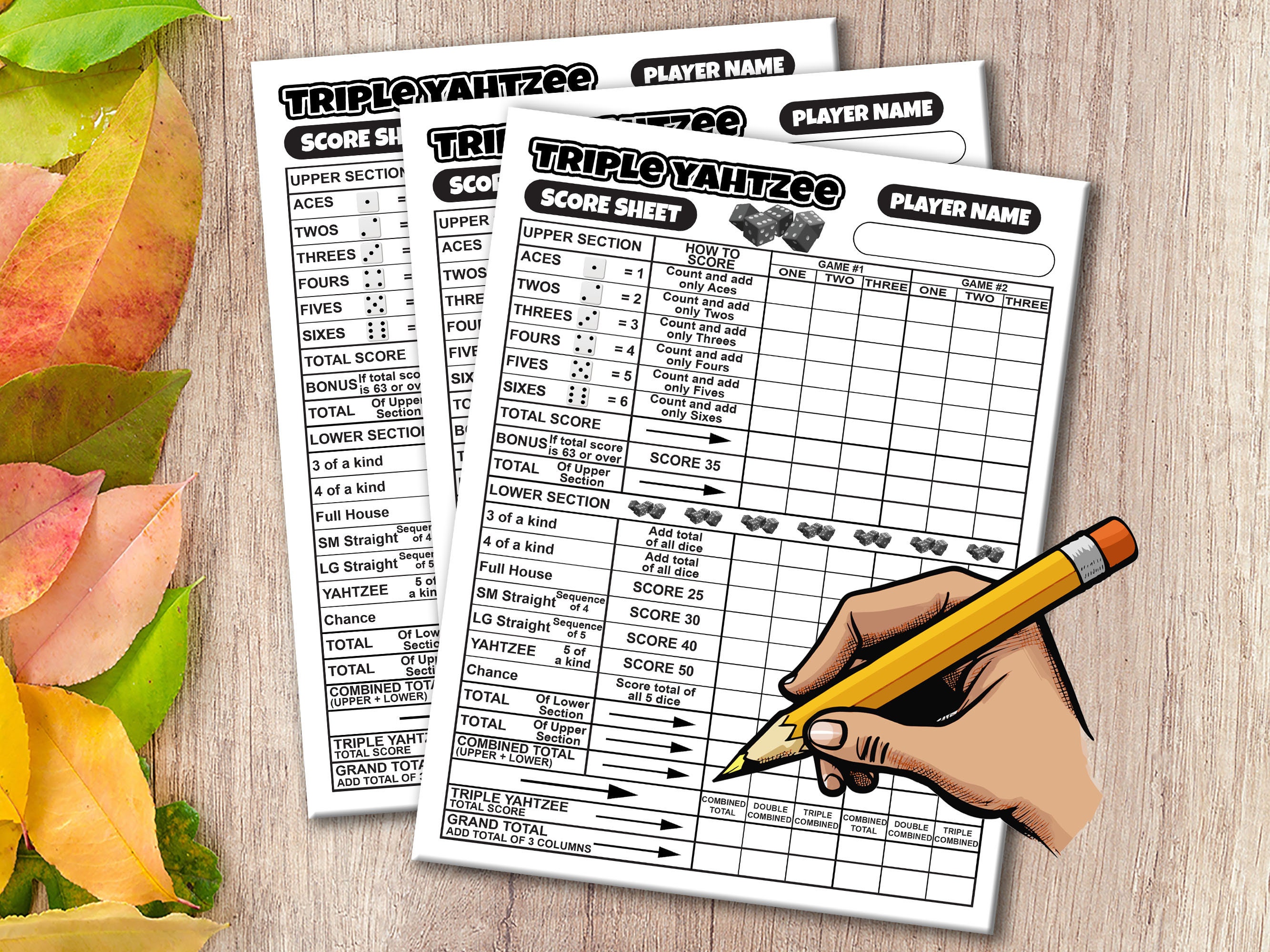 Triple Yahtzee Score Sheet – Printable Large Score Card Pad - Instant Digital Download - Etsy Triple Yahtzee Score Sheet – Printable Large Score Card Pad - Instant Digital Download - Etsy