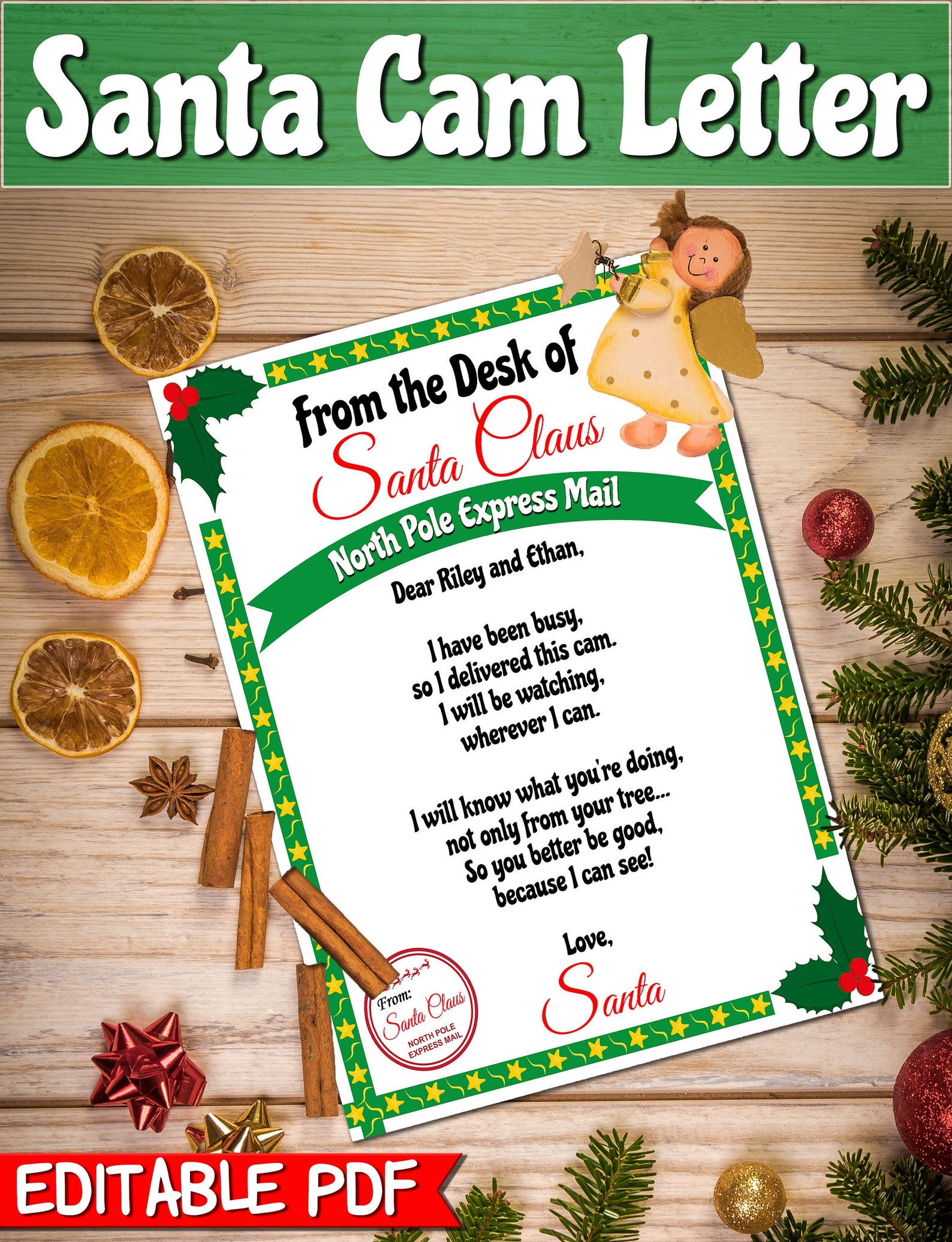 Santa Cam Letter Printable &amp; Editable Santa Claus Letter From the Desk ...