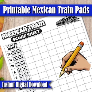 Tarjeta de puntuación del tren mexicano / Hoja de puntuación del tren mexicano y libretas de puntuación para la noche de juegos - Descarga digital instantánea