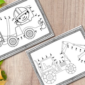 Dot to Dot Activity Coloring Book for Toddlers Construction Connect the Dots Worksheet Pages for Kids image 3