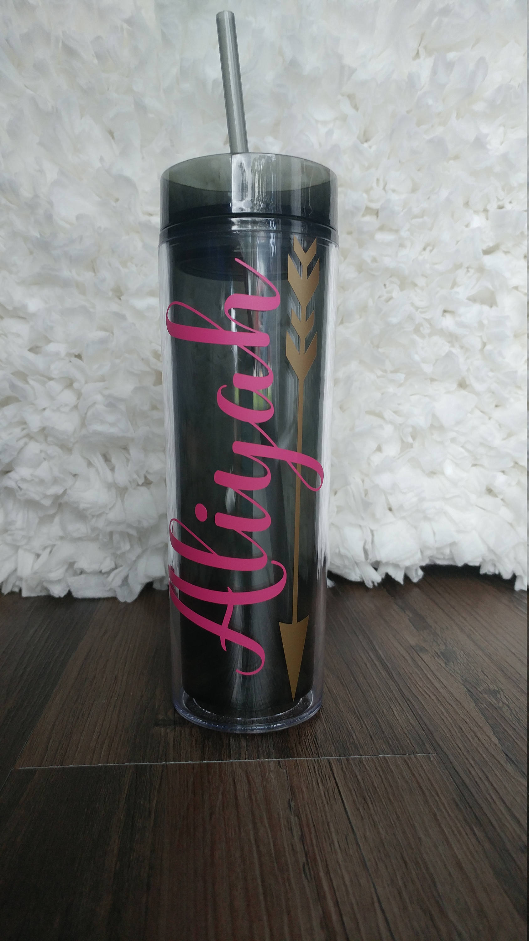 Personalized Skinny Tumbler with Name and Arrow Etsy