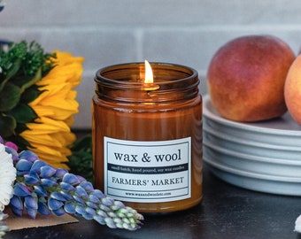 Farmer's Market - 9oz Pure Soy Wax Candle in Amber Jar with Lid