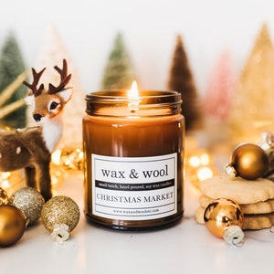 Christmas Market - 9oz Amber Jar Pure Soy Wax Candle with Lid