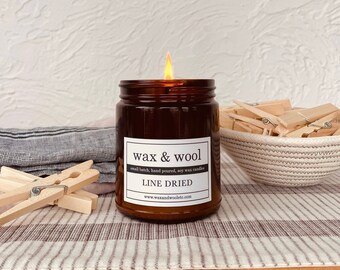 Line Dried - 9oz Amber Jar Pure Soy Wax Candle with Lid