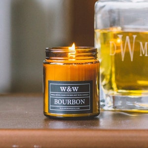Bourbon 9oz Amber Jar Pure Soy Wax Candle with Lid image 1