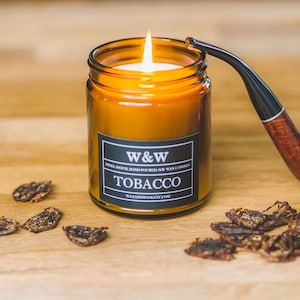 Tobacco - 9oz Amber Jar Pure Soy Wax Candle with Lid