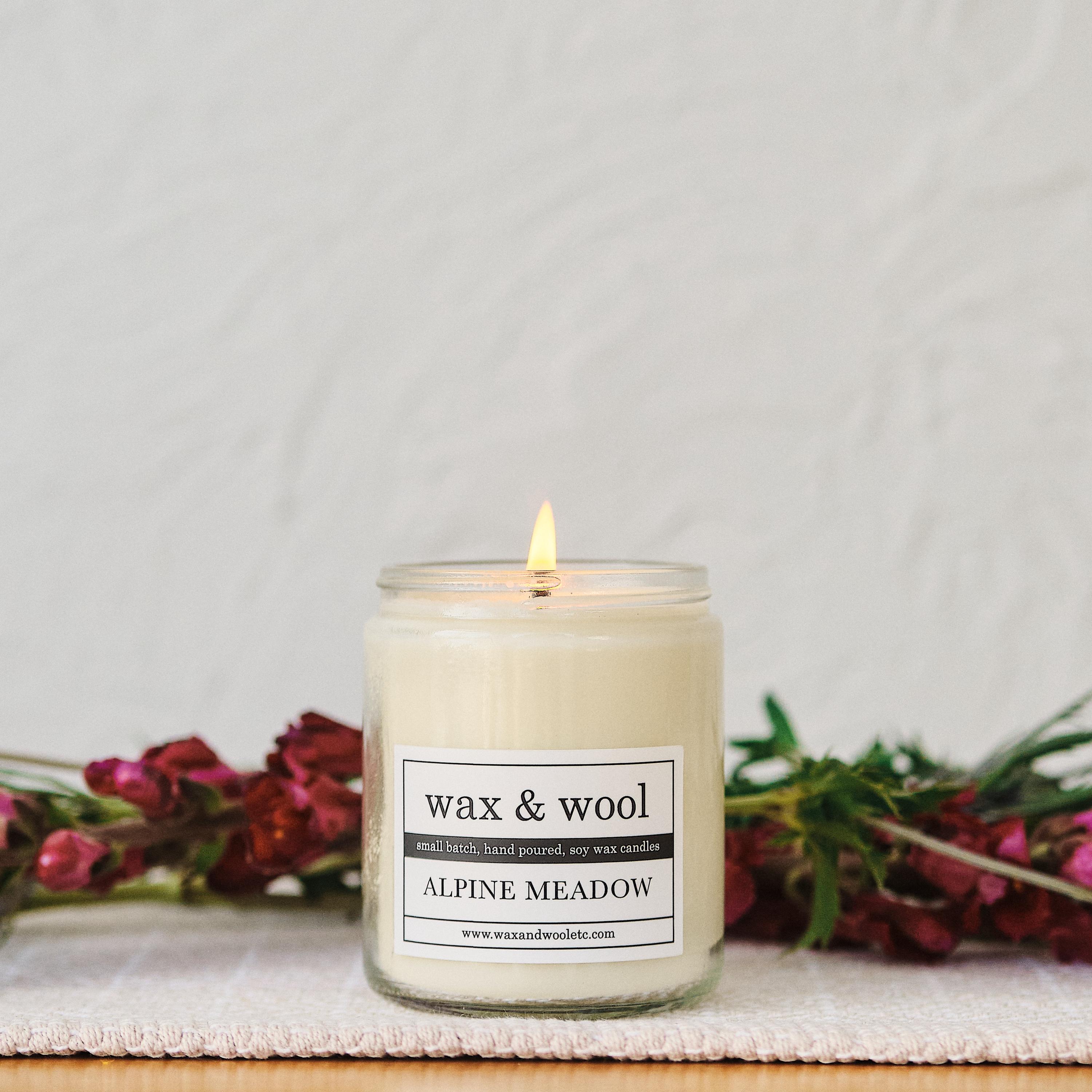 Alpine Meadow  - 9oz Clear Jar Pure Soy Wax Candle with Lid
