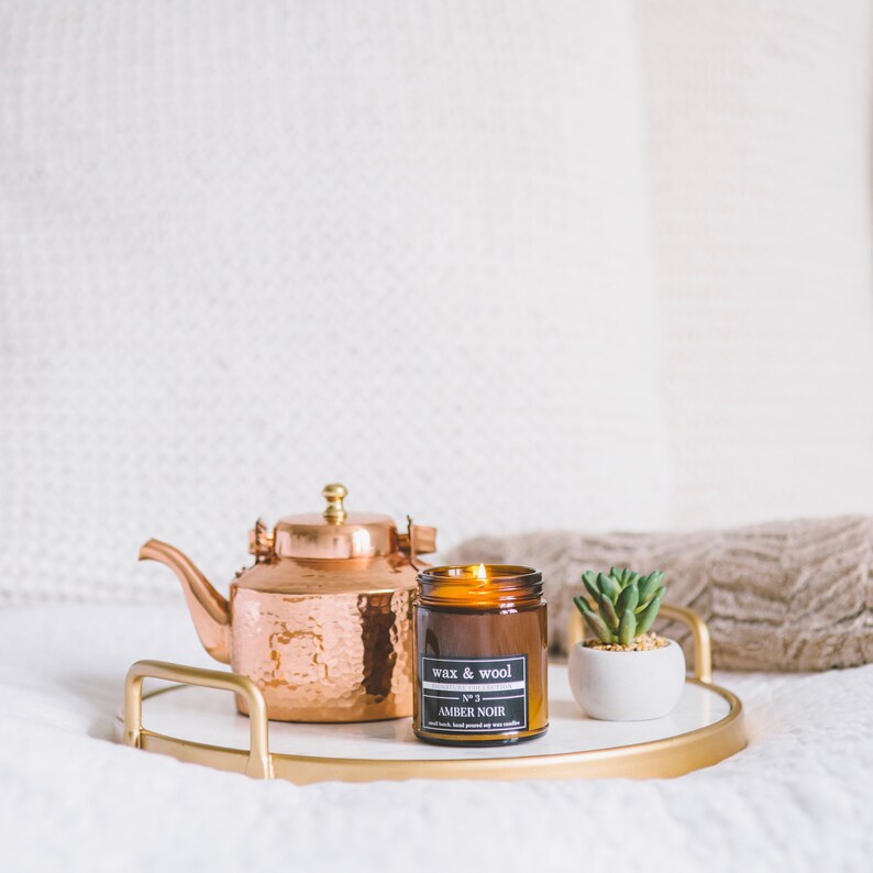 waxandwooletc No.3 Amber Noir Soy Wax Candle - Thumbnail 3
