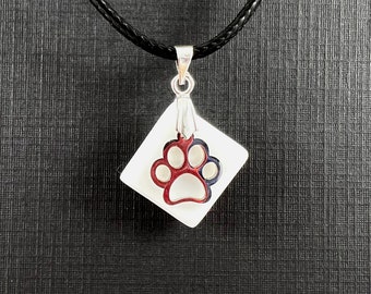 Dog / Pawprint / Fused Glass Pendant / Unique gift / Handmade / Made in Canada / Glass Jewelry / Cat /Dog Paw Necklace / Cat paw necklace