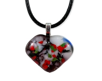 Heart, Fused Glass Pendant. A Truly Unique gift for women that is one of a kind. Handmade Jewelry Made in Canada. Gift for her.