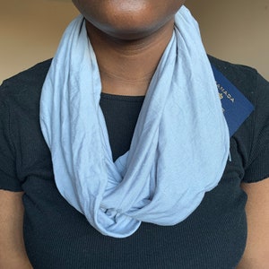 Light Grey Travel Scarf with Hidden Pockets | Infinity Fashion Scarf