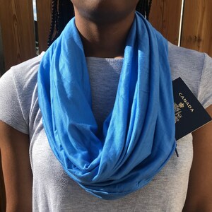 Scarf with Pockets | Scarves for Women | Fall Scarf | Infinity Scarf | Sky Blue Scarf | Fashion Scarf | Travel Scarf with Pockets