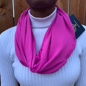 Scarf with Pocket | Fuchsia Pink Scarf | Travel Scarf with Pocket | Scarves for Women | Fall Scarf | Infinity Scarf | Fashion Scarf
