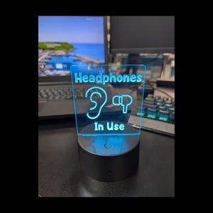 Headphones In Use Remote Controlled LED Light, Night Light, Office Light, Desk Lamp, Zoom, Hangouts, Skype, Gamer Gifts