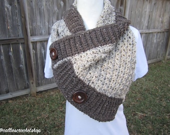 Crochet Cowl/Winter Cowl/Fall Cowl/Buttoned Cowl/Buttoned Scarf/Crochet Scarf/Winter Scarf/Fall Scarf