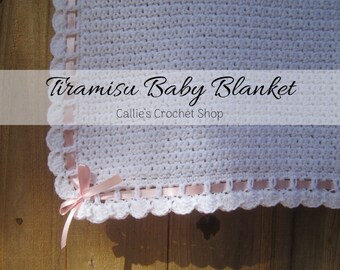 Tiramisu Baby Blanket/Crochet Baby Blanket/White Baby Blanket/Baby Girl Blanket/Stroller Blanket/Crib Blanket/Car Seat Blanket