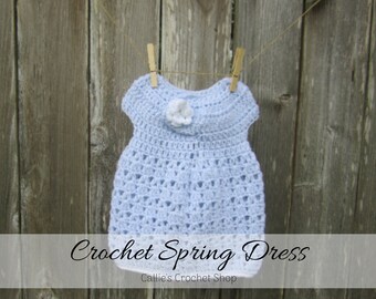 Crochet Spring Dress/Baby Dress/Crochet Dress/Spring Dress/Flower Dress/Girl Dress/Blue Dress/Infant Dress/Baby Clothes